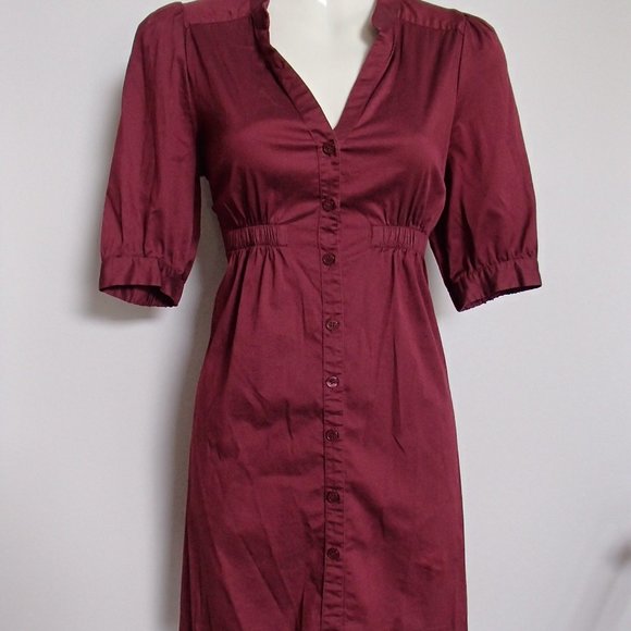 H&M BURGANDY SHIRT DRESS 4 - Picture 1 of 4